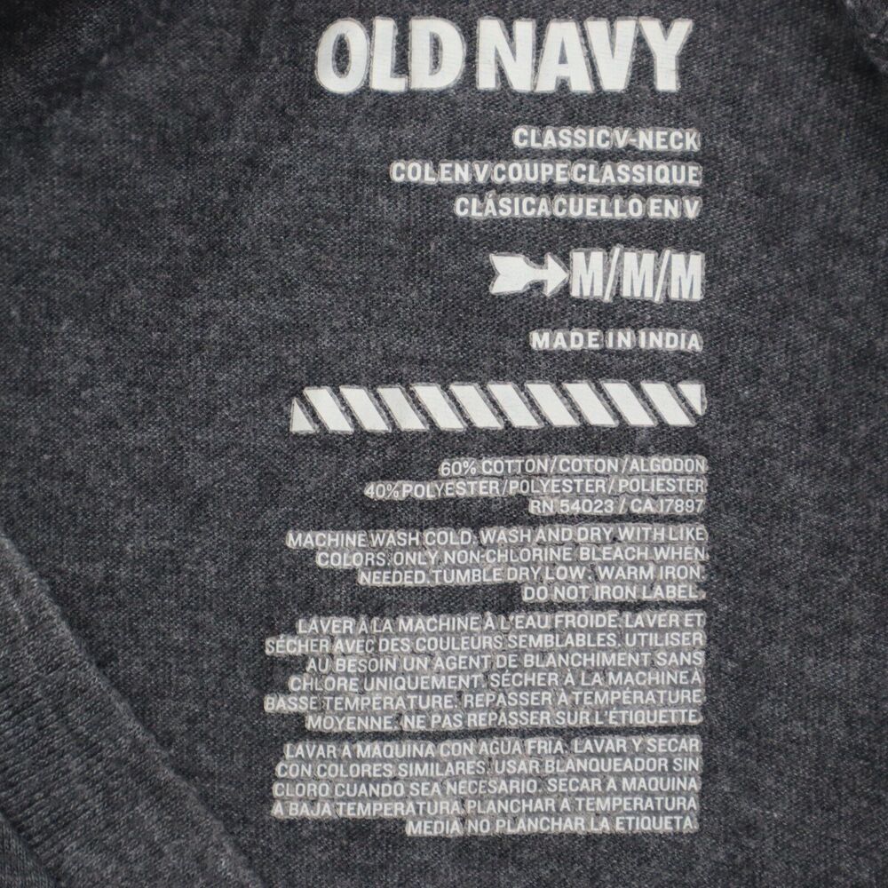 Old Navy Shirt Mens M Gray V-Neck T Baseball Casual Solid Tee Preppy - Picture 7 of 14